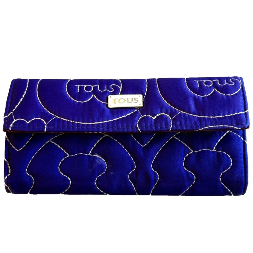 TOUS Women's Purple Quilted Heart Wallet Nylon Exterior/Genuine Leather Interior